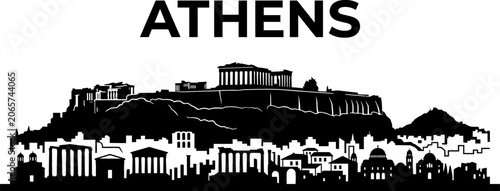 Athens greece city skyline silhouette