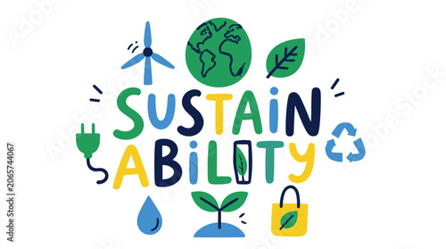 Sustainability Concept Illustrated With Eco Icons.