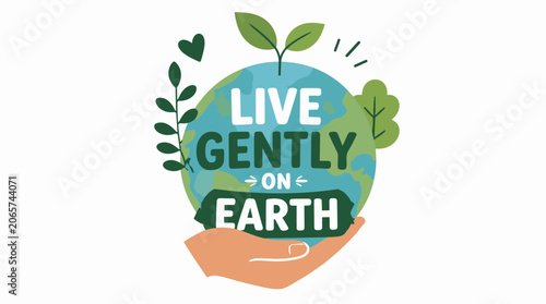 Earth Held Gently By Hands With Leaves.