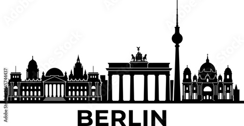 Berlin skyline silhouette with brandenburg gate and television tower