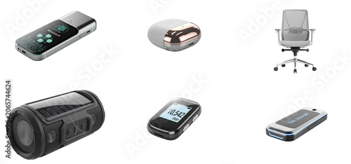 Modern Tech Gadgets Including Wearables and Office Equipment Displayed