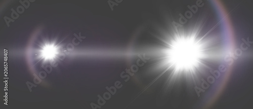 White crystal lens flare overlay with rainbow effect on soft background