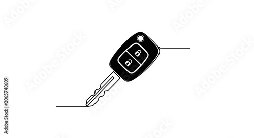 Car Key Fob Continuous Line Vector