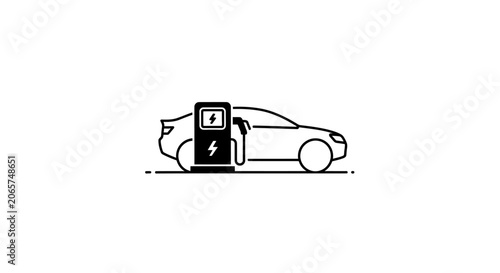 Electric Vehicle Charging Station Vector Illustration