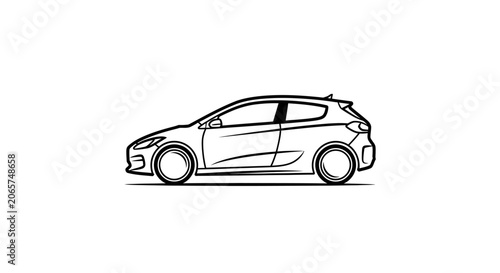 Hatchback Car Outline Vector Illustration