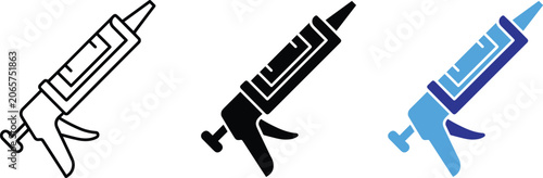 Foto Caulk Gun Icons Line Art Fill Color Vector Illustration Construction Tools Seala