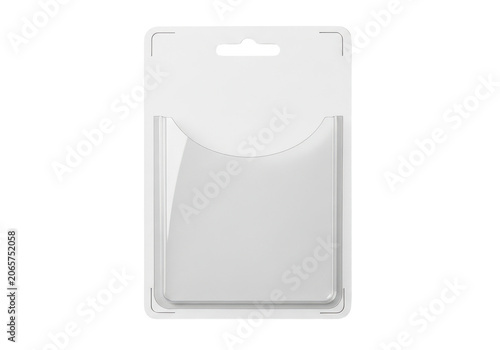 Empty white plastic blister pack packaging isolated on transparent background for product display design template realistic retail container mockup unit.