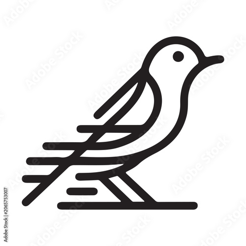 Minimalist bird logo design featuring modern geometric black line art on a clean white background for creative branding