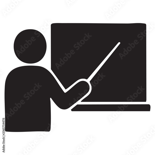 Person presenting on a screen isolated on white background, Vector, illustration
