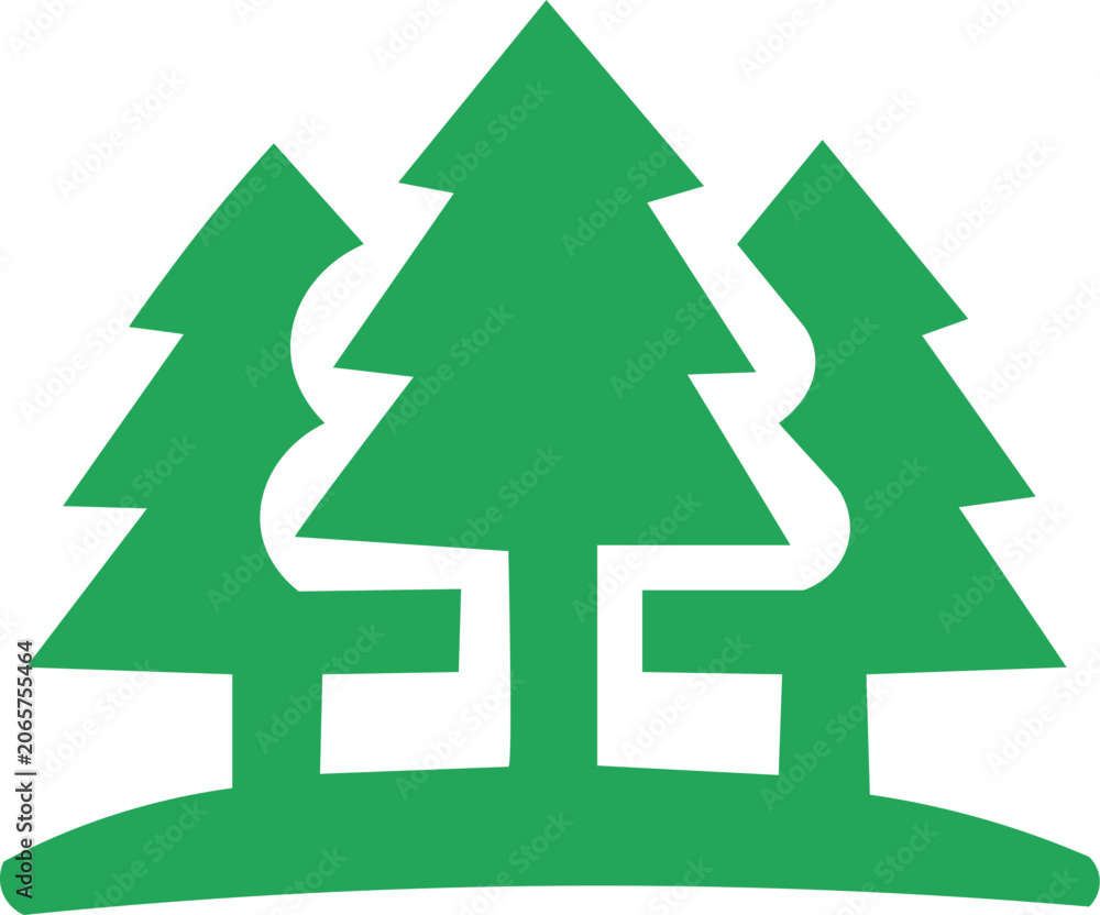 Fototapeta premium Green Pine Trees Forest Vector Icon