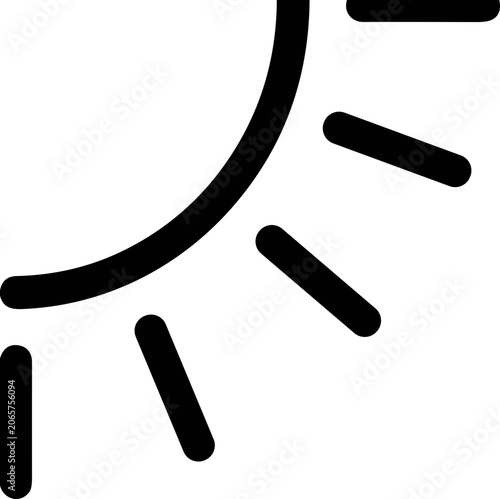 Stylized sun icon with rays on white background
