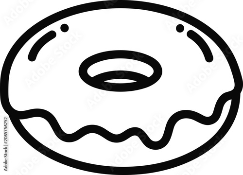 Simple Outline Donut Icon with Icing Drip