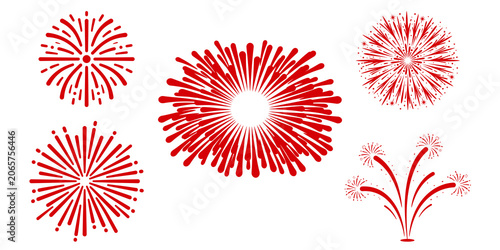 Tableau sur toile Red Fireworks  – 6 Bursts for 4th of July celebration Day Designs