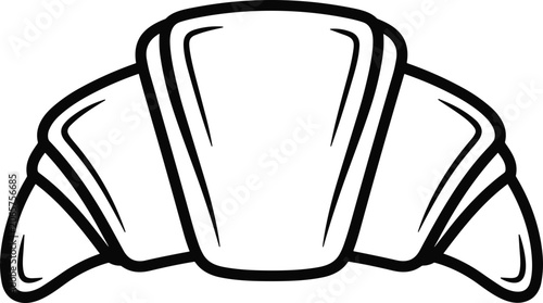 Simple Black and White Croissant Icon, Bakery Food Graphic