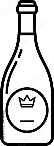 Minimalist line art of a wine bottle with a crown emblem, representing premium quality and luxury.