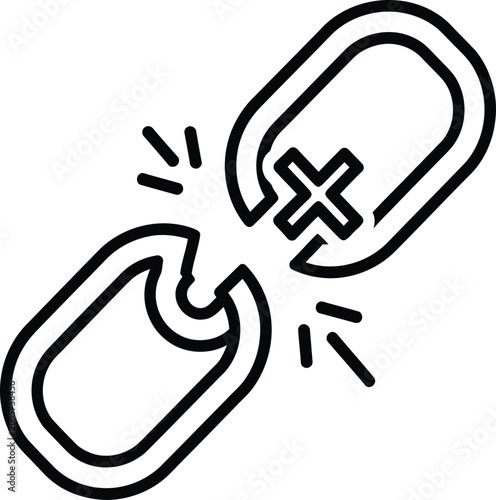 Broken chain link icon representing disconnection and negative thought