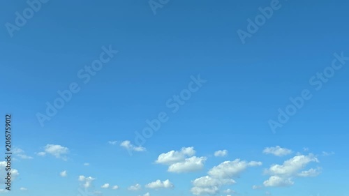 Cloudscape, Timelapse of Vivid Blue Sky with Scattered White Cumulus Clouds for Background and Banner Design
