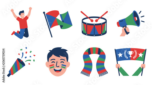 Slika na platnu Cartoon man celebrating with Nepal flag.