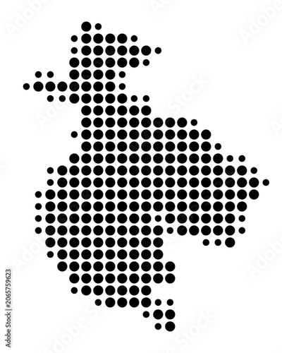 Symbol Map of the Province Guanacaste (Costa Rica) showing the area with a pattern of black circles
