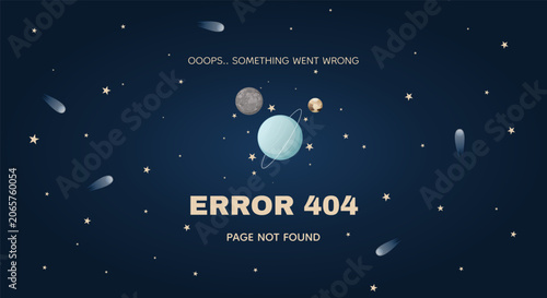 Canvas-taulu Error Not Found webpage template with stars and planets on the background