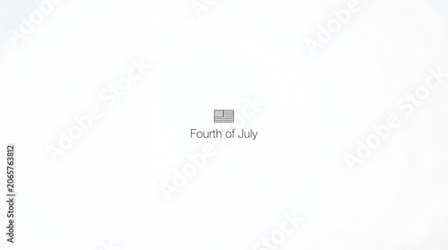 Minimalist fourth of july typography on simple white background with typography