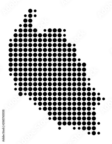 Symbol Map of the Province Verona (Italy) showing the area with a pattern of black circles