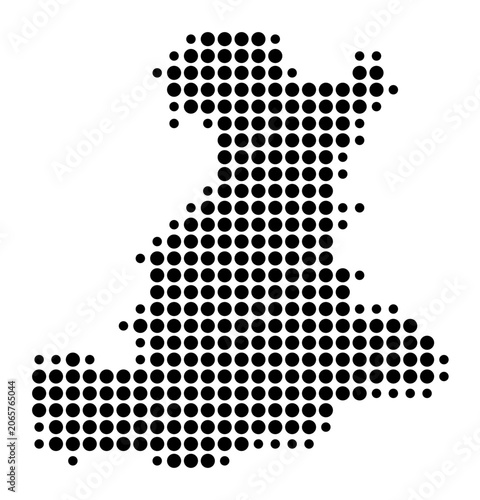 Symbol Map of the Province Padova (Italy) showing the area with a pattern of black circles