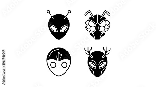 Фотография Black and white alien face masks.