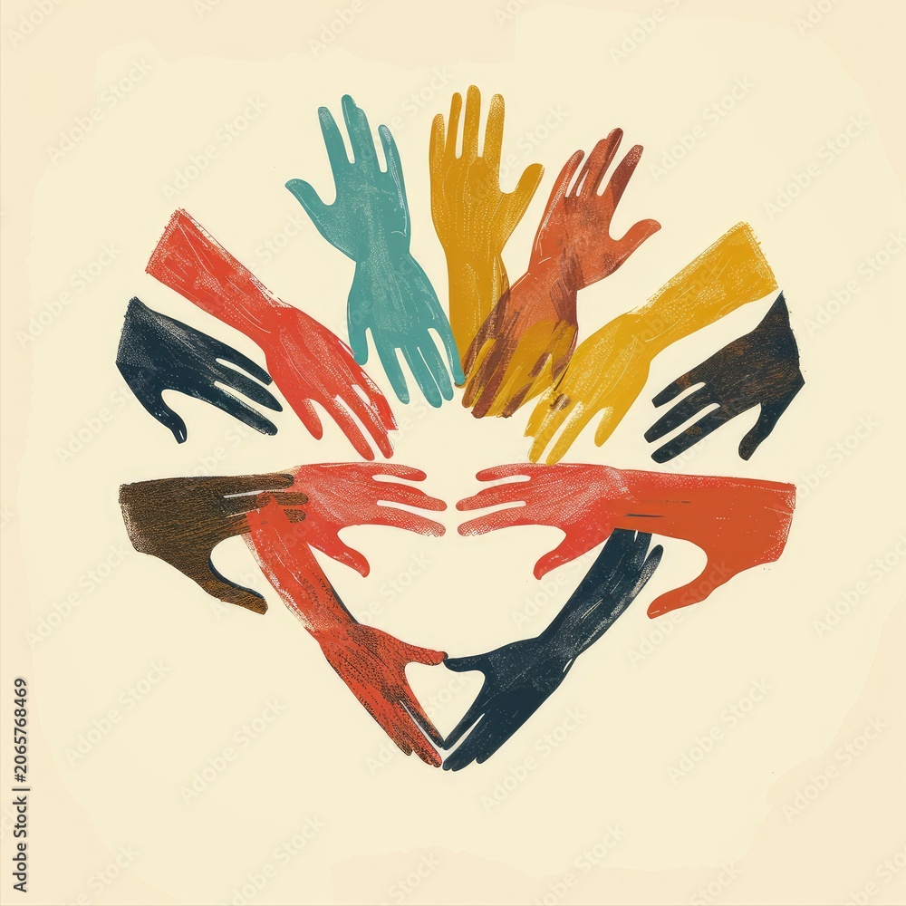 Fototapeta premium Colorful Artistic Representation of Hands Forming a Heart Shape | AI Generated