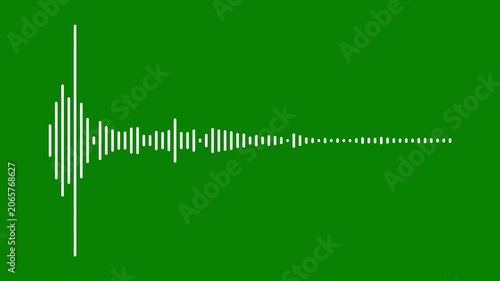 White audio spectrum visualizer with moving sound wave frequencies and animated equalizer patterns on green background for video editing and compositing projects in 4k lopping video.