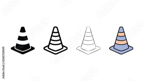 Traffic safety cone icon evolution set editable vector