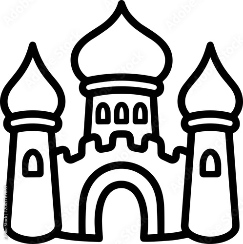 Obraz na plátne Stylized Castle Icon with Onion Domes - Outline Illustration
