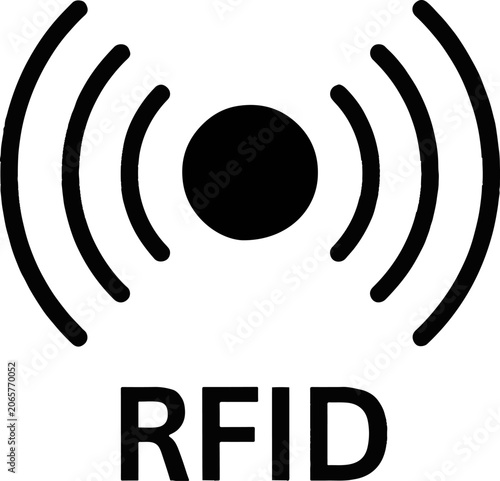 Rfid technology icon wireless communication symbol with central dot and expanding waves