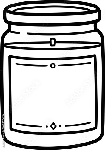 Empty Glass Jar with Label Outline, Outline Drawing of Food Container