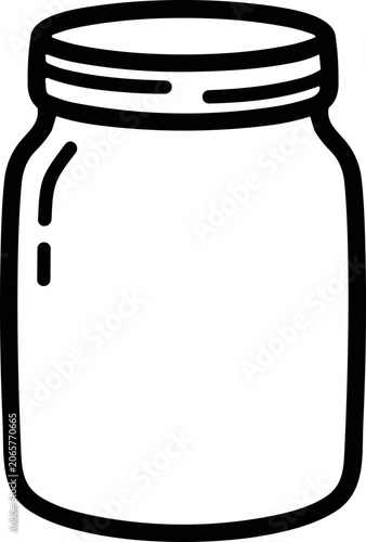 Empty Glass Jar with Lid, Simple Line Art Illustration