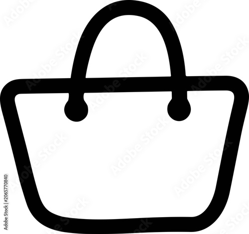 Simple black outline icon of a shopping bag, isolated on white background