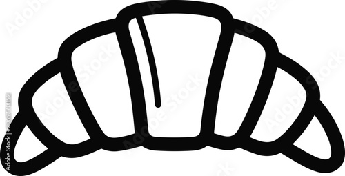 Simple Croissant Icon - Black and White Line Art Illustration