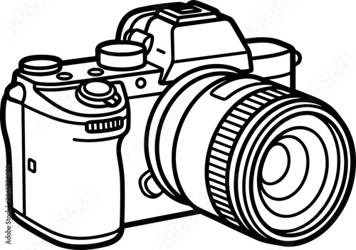 Digital Camera Line Art Icon - Professional Photography Equipment