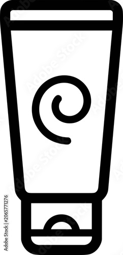 Cosmetic cream tube icon, simple line art illustration for beauty and skincare products.