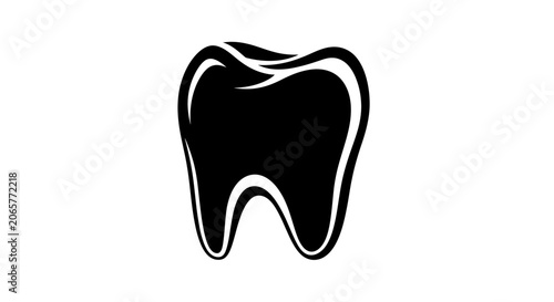 Black and White Tooth Icon Vector Illustration
