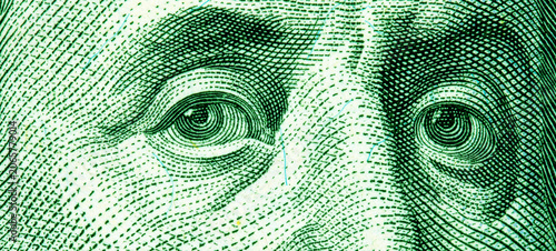 Schilderij op canvas portrait of Benjamin Franklin on the US 100 dollar bill