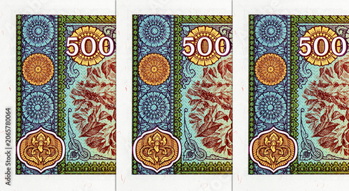 Obraz na plátně 500 Laotian Kip banknote, featuring an engraving of local women harvesting coffee beans