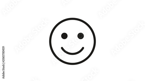 A simple smiley face icon with a curved line for a smile and two small circles for eyes is illustrated.