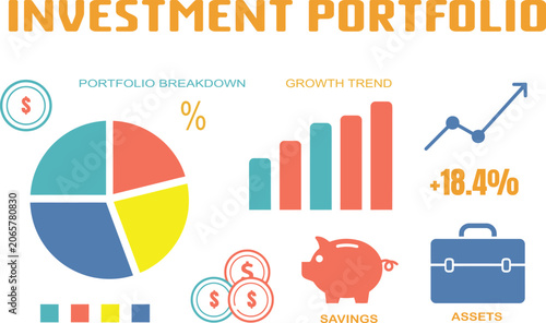 Photos Conceptual graphic representation of investment portfolio breakdown growth trend
