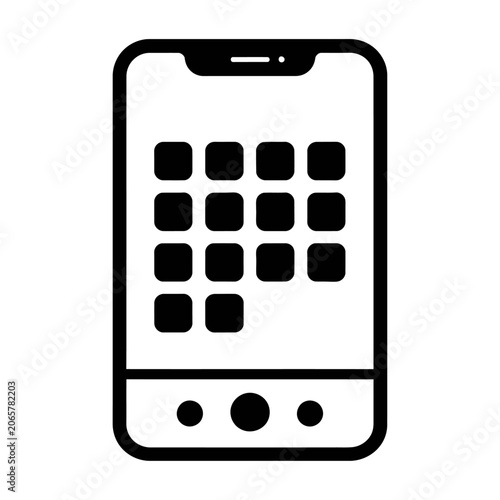 Minimalist smartphone mobile application interface vector icon for digital communication design