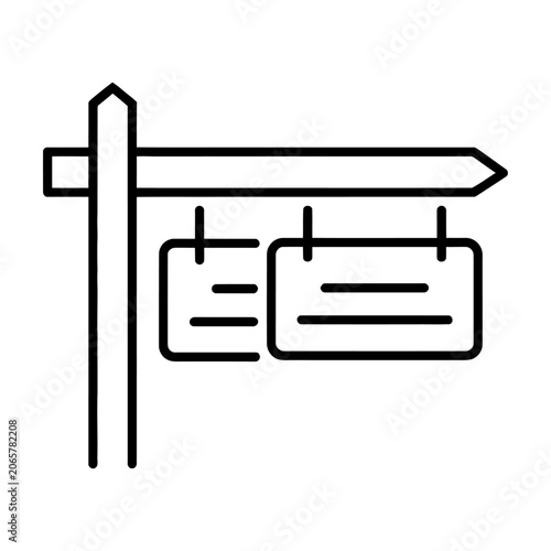 Real estate sign board with two hanging panels vector icon for property business marketing