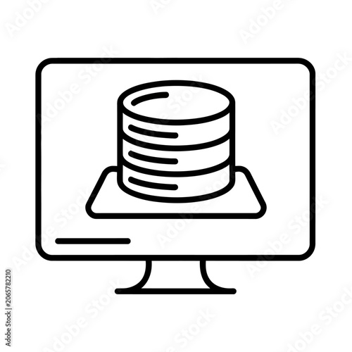 Database server storage computer monitor vector icon for cloud computing and data management