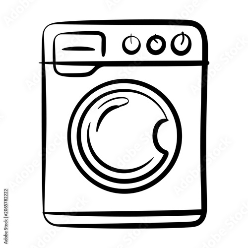 Washing machine line icon, a simple household appliance vector for laundry