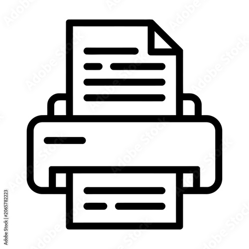 Office printer machine printing document paper vector icon for business and work workflow