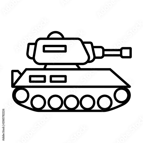 Military battle tank outline icon, a simple flat vector for war and defense